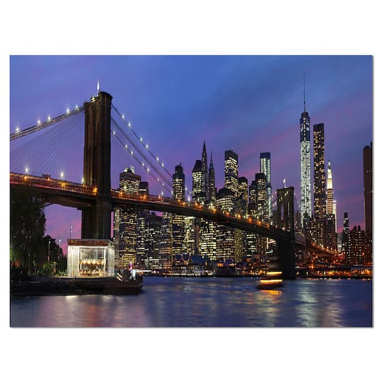 Designart - Brooklyn Bridge and Manhattan at sunset